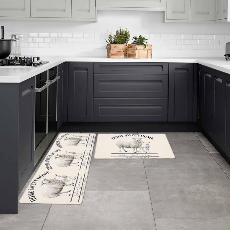 Paquet de 2 tapis de cuisine en mouton pour la maison et la maison, Sweet Home