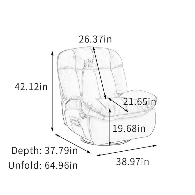 Multi-Functional Single Recliner with Phone Holder, Yellow