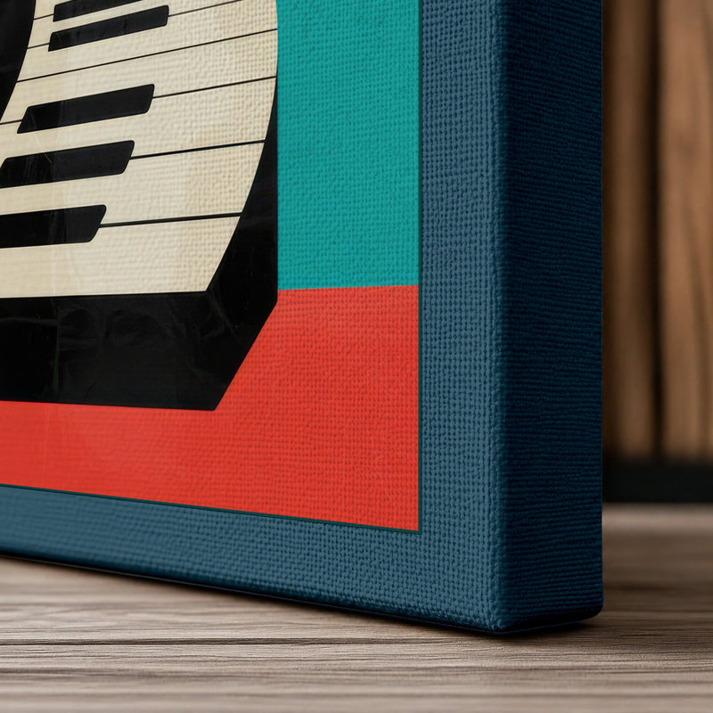 Piano Rising Modern 1 Piece Wrapped Canvas Wall Art, 24x16 - 61.0 x 40.6 cm, Teal Border