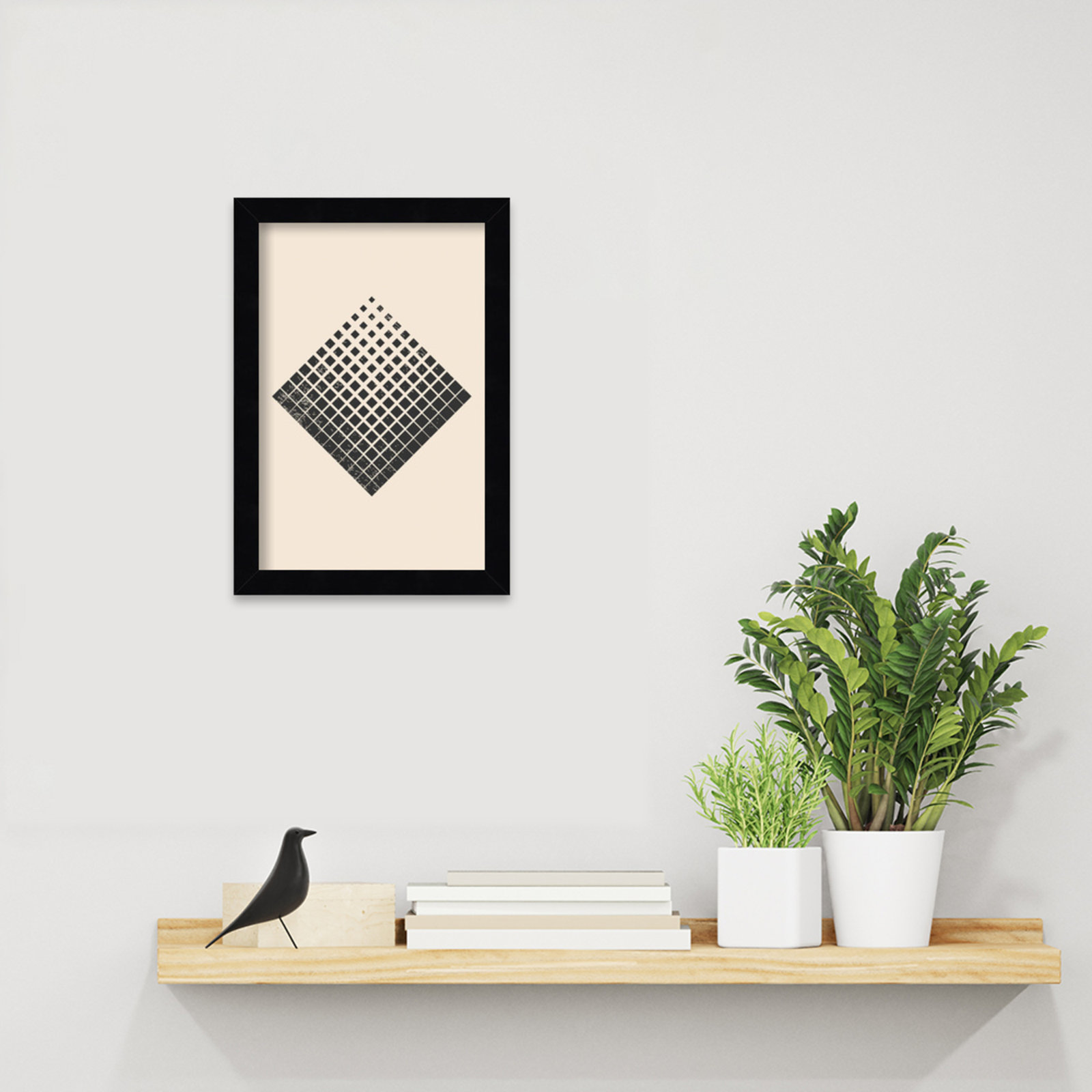 Minimal Halftone Shapes No. 3 Print, 13" H x 9" W x 1" D, Black