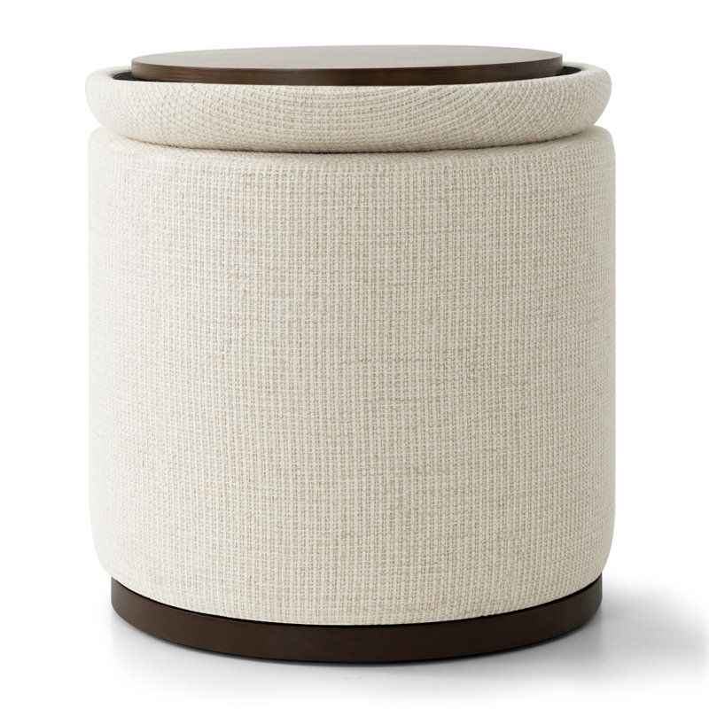 Tabouret de coiffeuse pivotant rembourré de 48 cm avec couvercle de plateau réversible, Beige