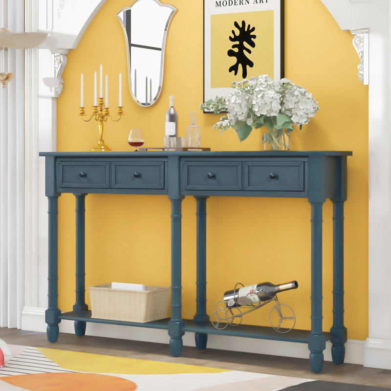 Commode décorative 2 tiroirs Seshadri, Bleu marine