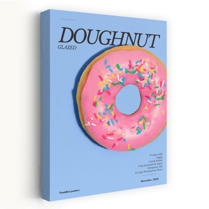 «Rose Sprinkled Donut», art mural contemporain, H 18 po x l 12 po