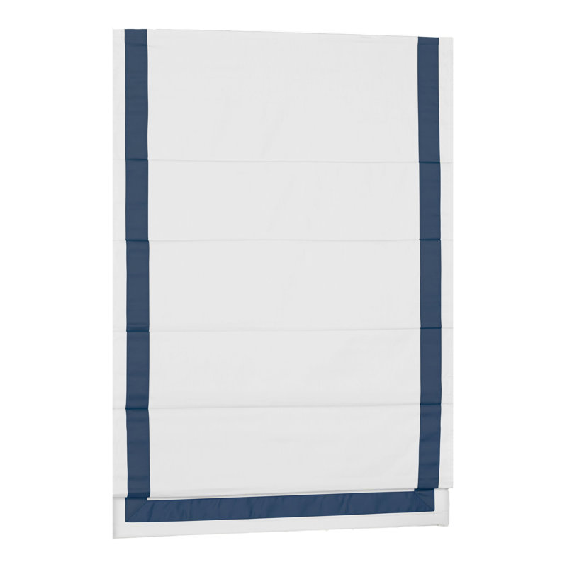 Rideau romain occultant, Bleu marine/blanc, L 63 po, l 32 po