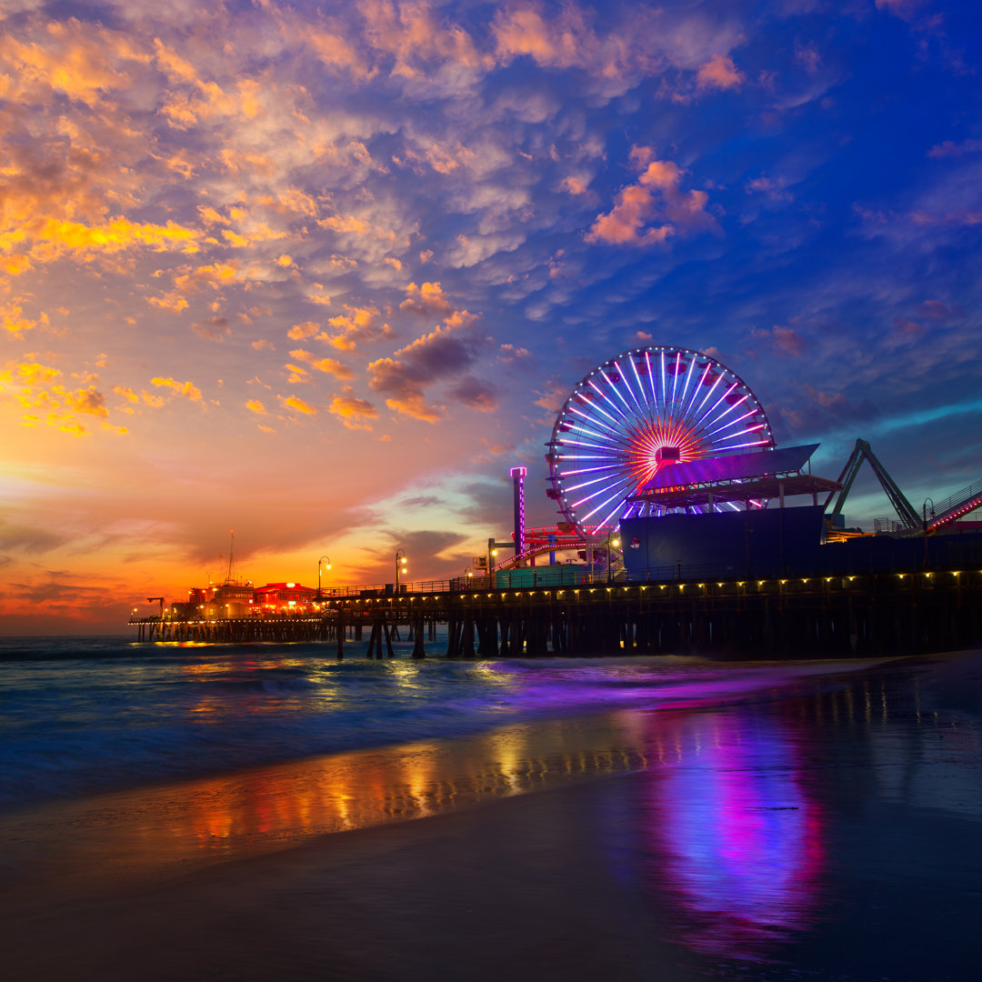 Santa Monica California Sunset - Wrapped Canvas Print