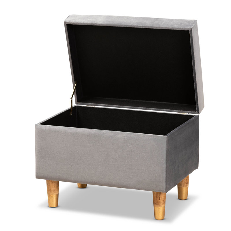 Upholstered Ottoman, Gray Velvet