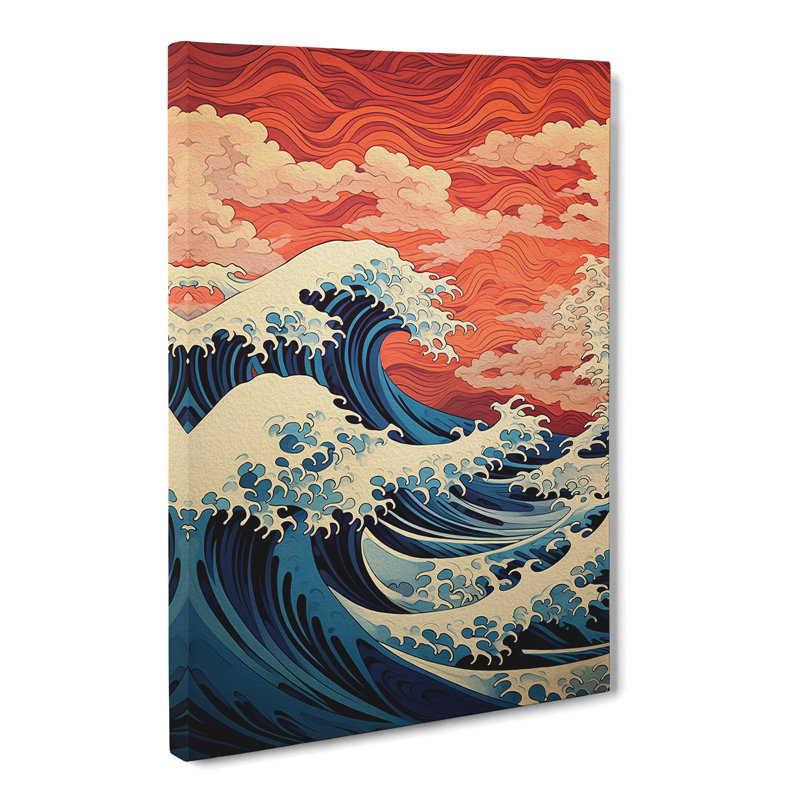Wave Japanese Geometric No.4 - Print, 76cm H x 50cm W x 3cm D