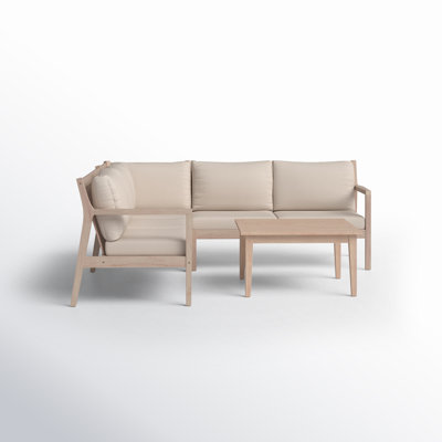 Amina 54" Outdoor Acacia Symmetrical Sectional Seating Group