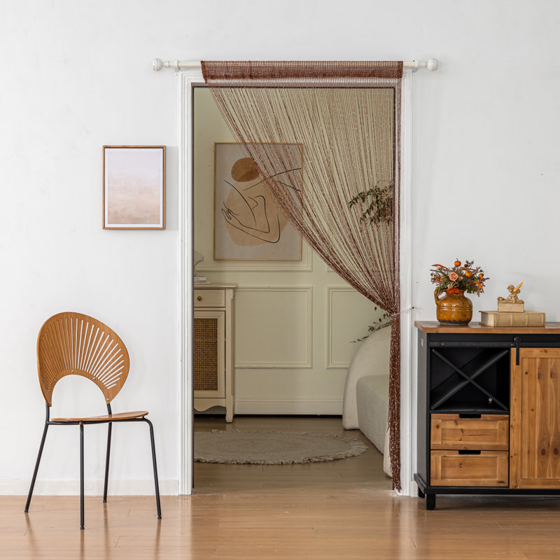 2pcs 39 X 78 Inch Door String Curtain Wall Panel Fringe Window Decorative String Curtain, Coffee