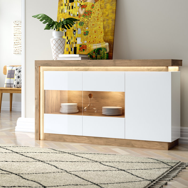 Glyndon Sideboard, Riviera Oak/White High Gloss