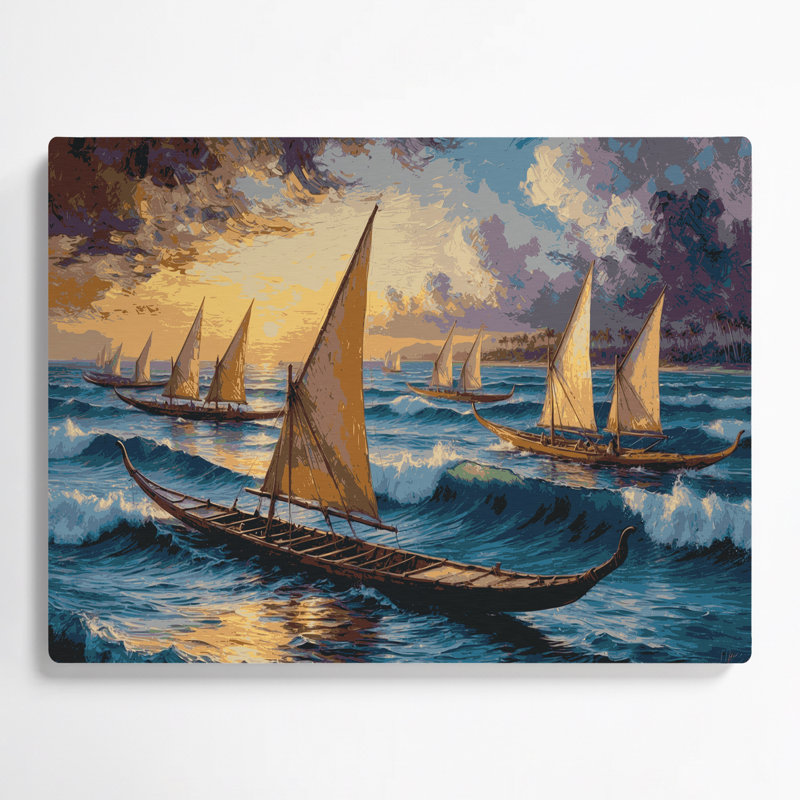 Hawaiian Outrigger Canoes, art mural en métal rose, H 20 po x l 24 po