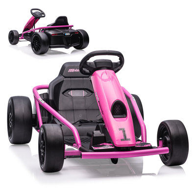 Kart électrique 24 V pour enfants de 8 à 12 ans, voiture de kart de dérive avec deux moteurs de 300 W, 8 MPH, musique, démarrage lent, ceinture de sécurité, jouet de course
