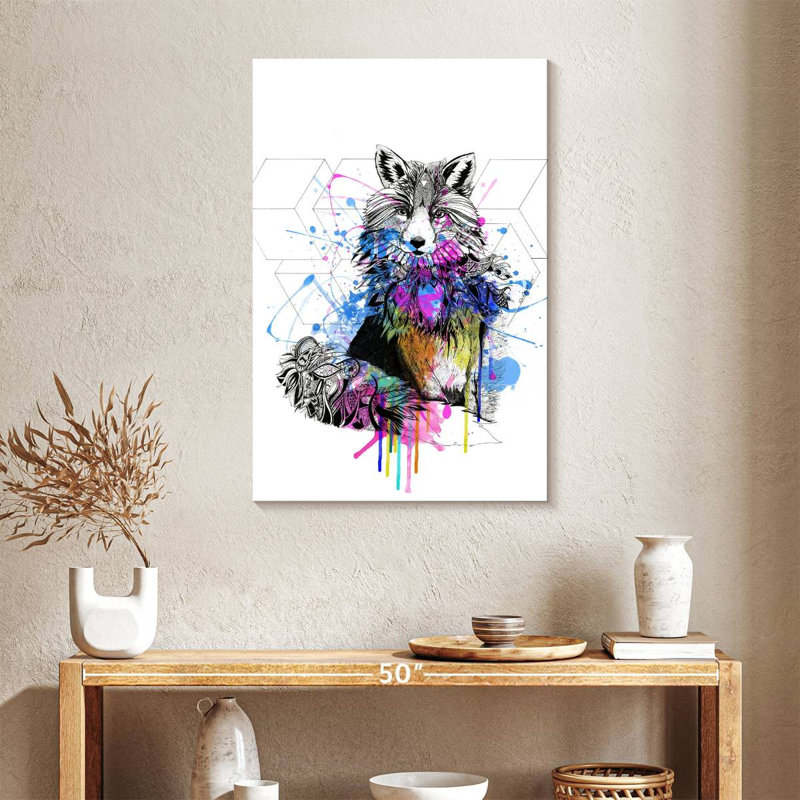 Illustration d'un renard, H 36 po x l 24 po