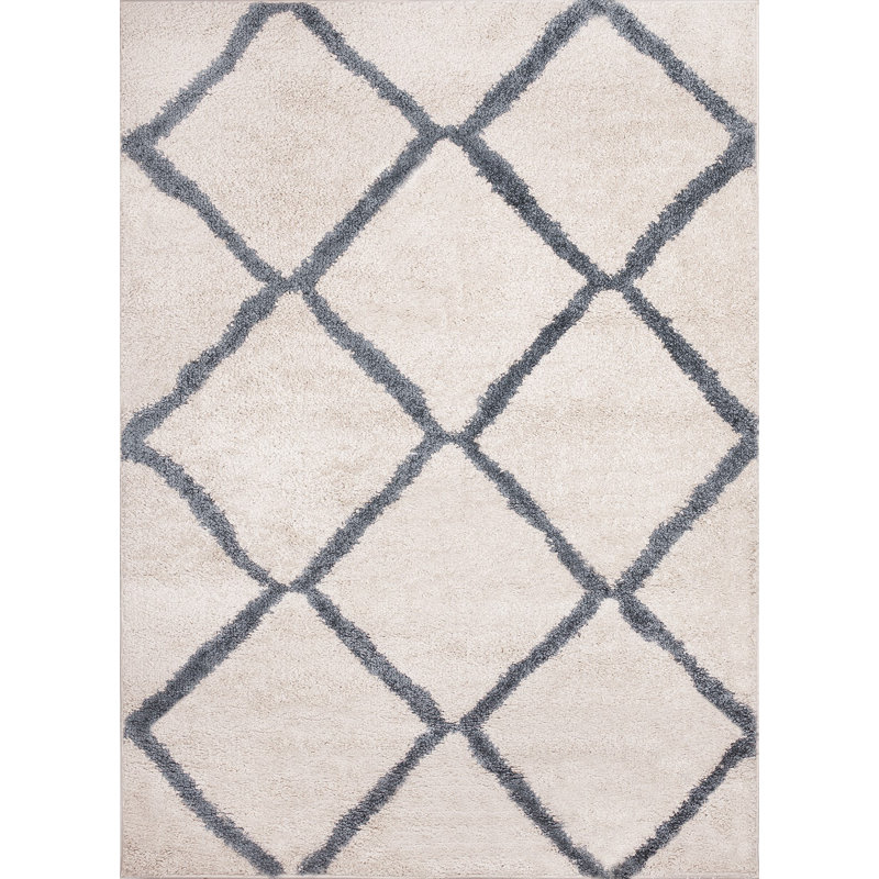 Tapis géométrique crème, Rectangle 6 pi 7 po x 9 pi 2 po
