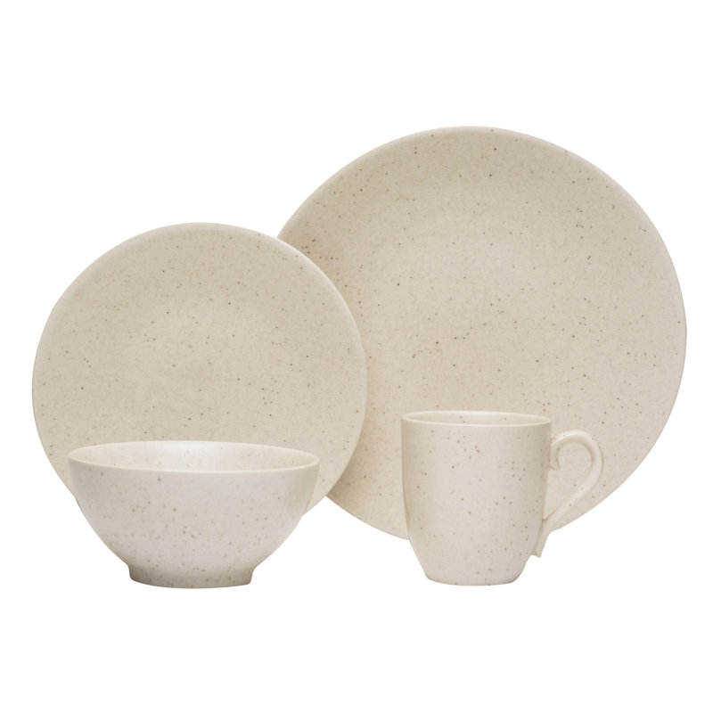 Red Vanilla Oatmeal 16 Piece Dinnerware Set, Service for 4