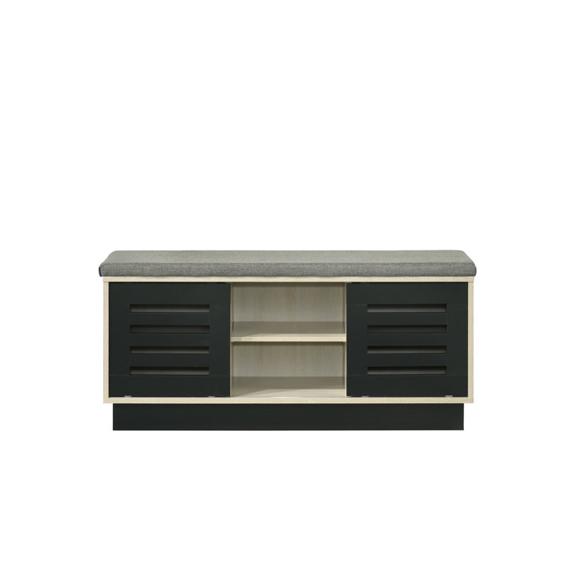 Graceful Shoe Cabinet With Upholstered Top And Sliding Door Grace Charming-Looking