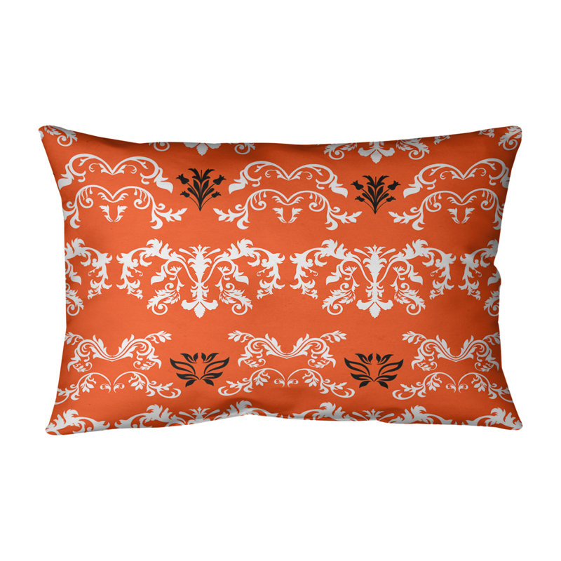 Housse de coussin Football Baroque, Blanc / Orange / Noir, Polyester sergé