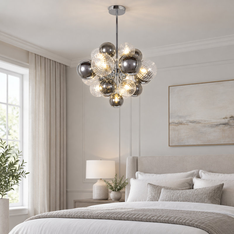 Lustre moderne à bulles argentées 23,6 "