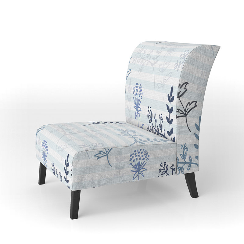 Fauteuil de chambre rembourré à motifs blanc et bleu