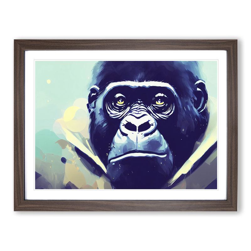Gorilla Vol.2 Abstract - Single Picture Frame Print, 25cm H x 34cm W x 2cm D, Walnut Framed