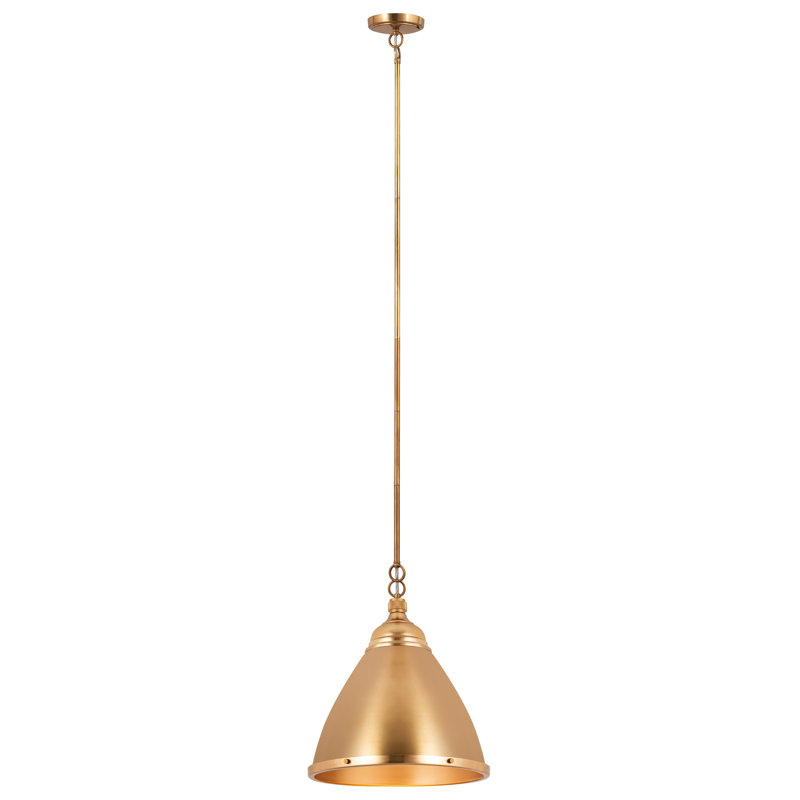 Luminaire suspendu 1 lumière de 15 po de large Katelyn - laiton satiné, Laiton, Laiton