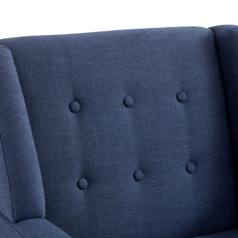 Upholstered Wingback Chair, Dark Blue Linen Blend