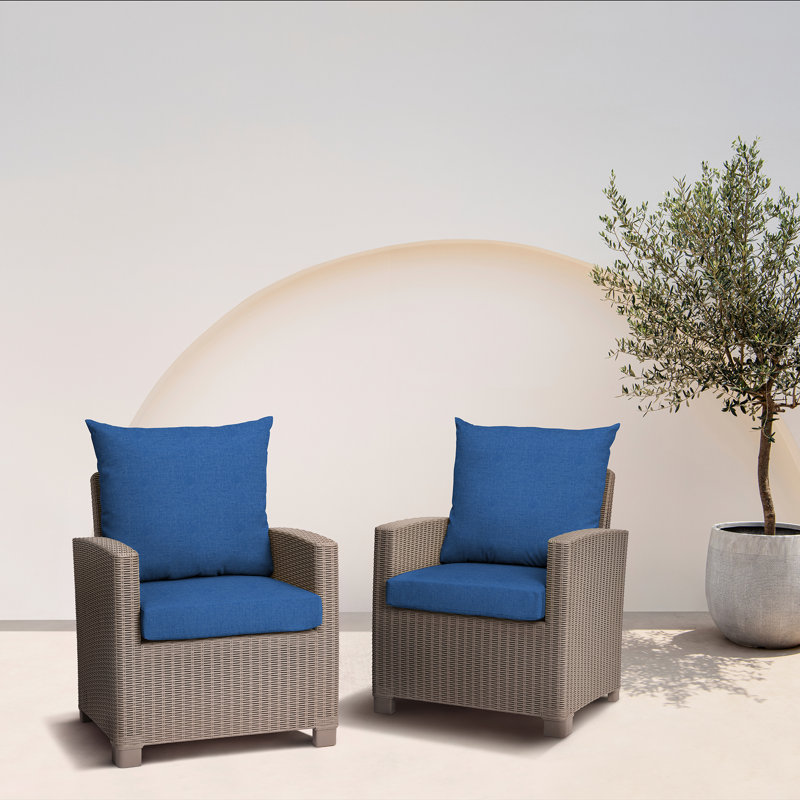Cobalt Blue Polyester Outdoor Deep Seat Cushion Set