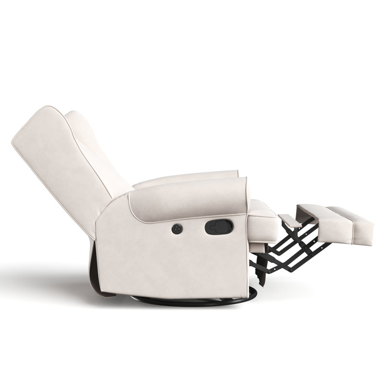 Serenity Wingback Steel Gray Swivel Recliner with USB Port