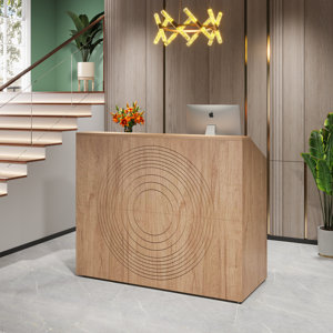 Person Rectangular Wood Reception Desk