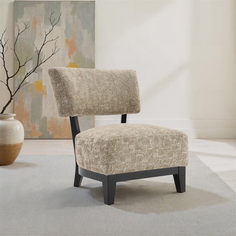 Contemporary Style Accent Chair Armless Design And Angled Design Tapered Legs Beige Finish Primary Living Room, Beige