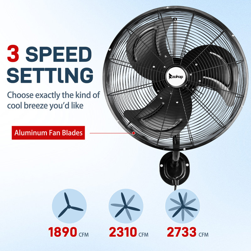 18 In. 3-Speed Black Indoor/Outdoor Wall Mount Fan