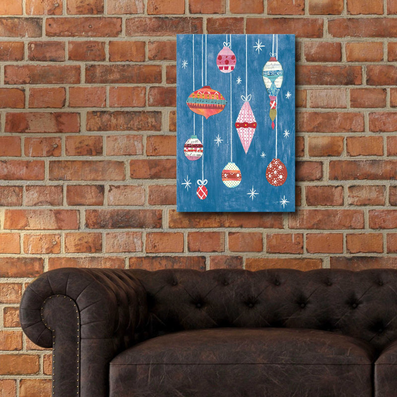 «Retro Ornament II Blue» par Courtney Prahl, art mural en verre acrylique, H 24 po x l 16 po x P 0,2 po