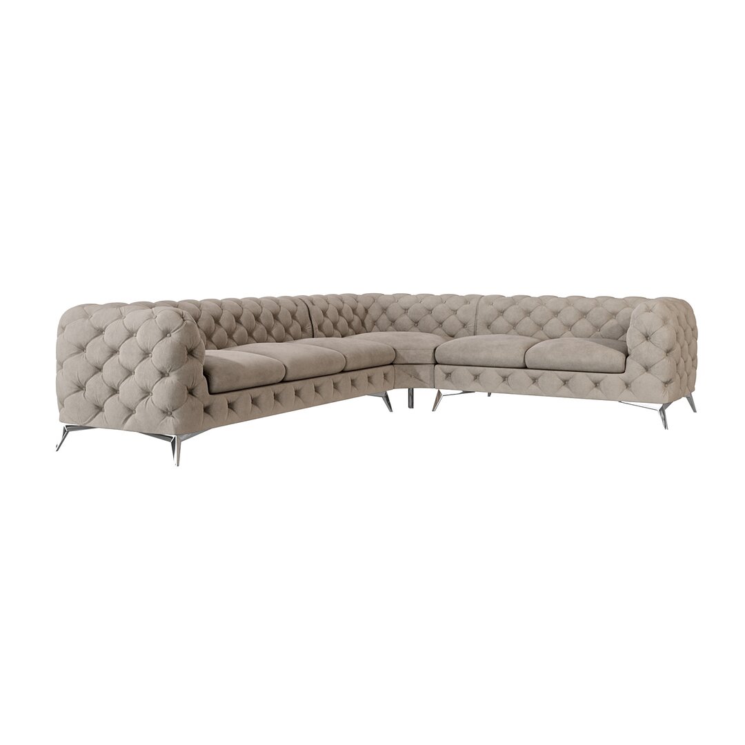 Chesterfield Ecksofa Bixby mit Silber Metall Füßen