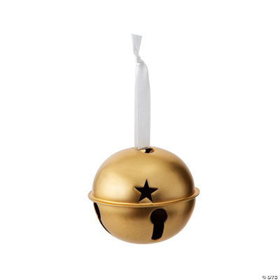 Ornements de Noël en métal 3 pouces Jingle Bell avec support à ruban - 6 pièces