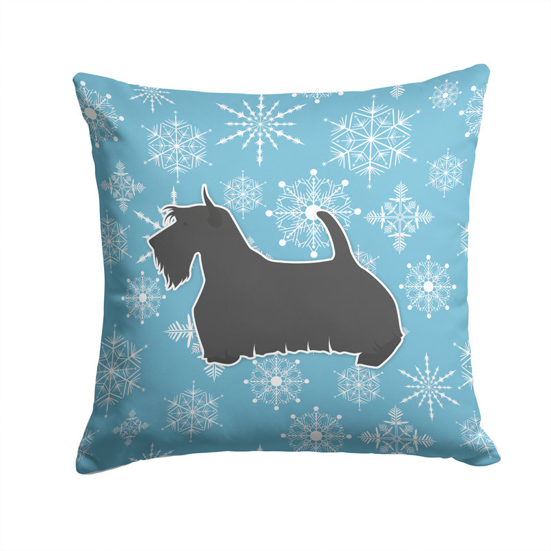 Coussin intérieur/extérieur en flocons d’hiver, H 14 po x l 14 po x P 3 po