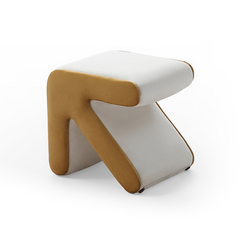 Tabouret d'appoint en bois massif et manufacturé, Beige/Or