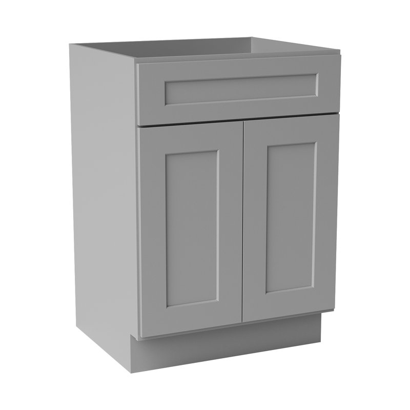 Armoire de salle de bain en bois massif prêt à assembler avec comptoir Shaker - comptoir non inclus, Gris