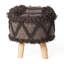 Handmade 16.23" Foot Stool - Blending Wool & Cotton And Eucalyptus Wood 16X16 Made With Handwoven