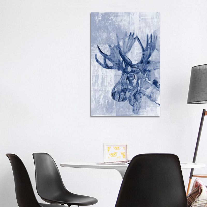 Indigo Moose 1 Piece Wrapped Canvas Painting, 101.6 cm H x 66.04 cm W x 1.91 cm D