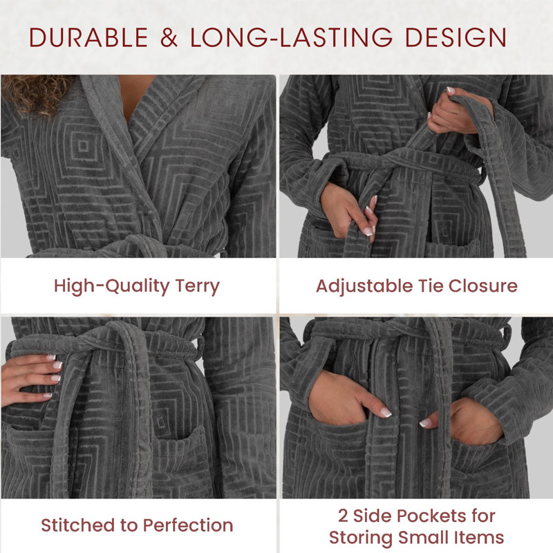Terry-Jac. Blanc - très grand, Jacquard gris, L