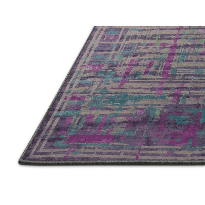 Tapis mauve soyeux et moelleux, Carré 3 pi
