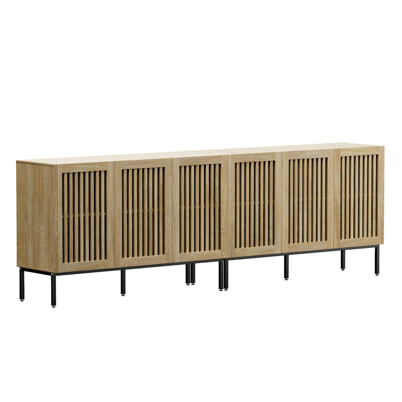 Oak 3-Door Modern Sideboard Buffet Cabinet with Adjustable Shelf