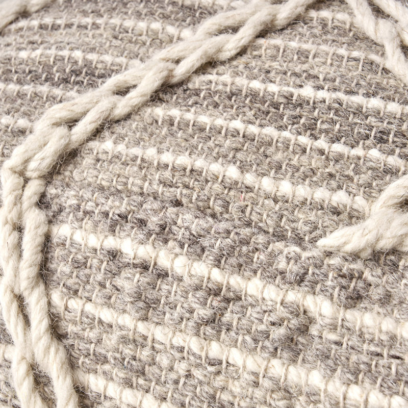 Pouf carré en corde, gris et ivoire