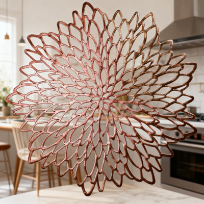 Ensemble de 18 napperons en vinyle rose doré à motif floral de 15 po