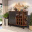 Armoire à boissons alcoolisées et à café avec 6 supports à vin, 3 porte-verres et rangement caché-129059917