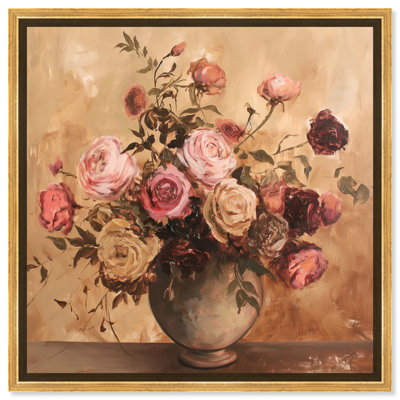 Art floral glamour sur toile bourgogne