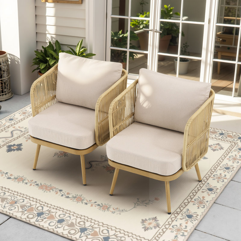 2-Piece Wicker Patio Chairs Set with Cushions
