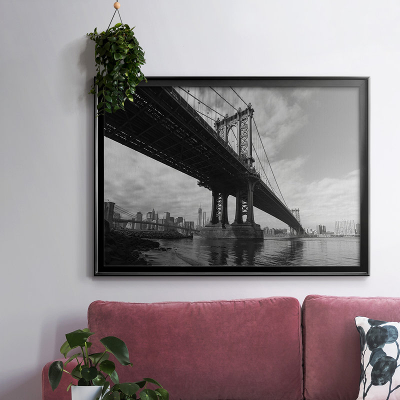 " Manhattan Bridge ", Black , 30" H x 44" W x 1.5" D