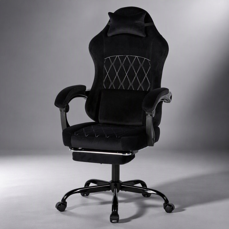 Fauteuil de jeu ergonomique avec soutien lombaire massant, pivotant et réglable en hauteur, dossier inclinable pour un confort et des performances améliorés