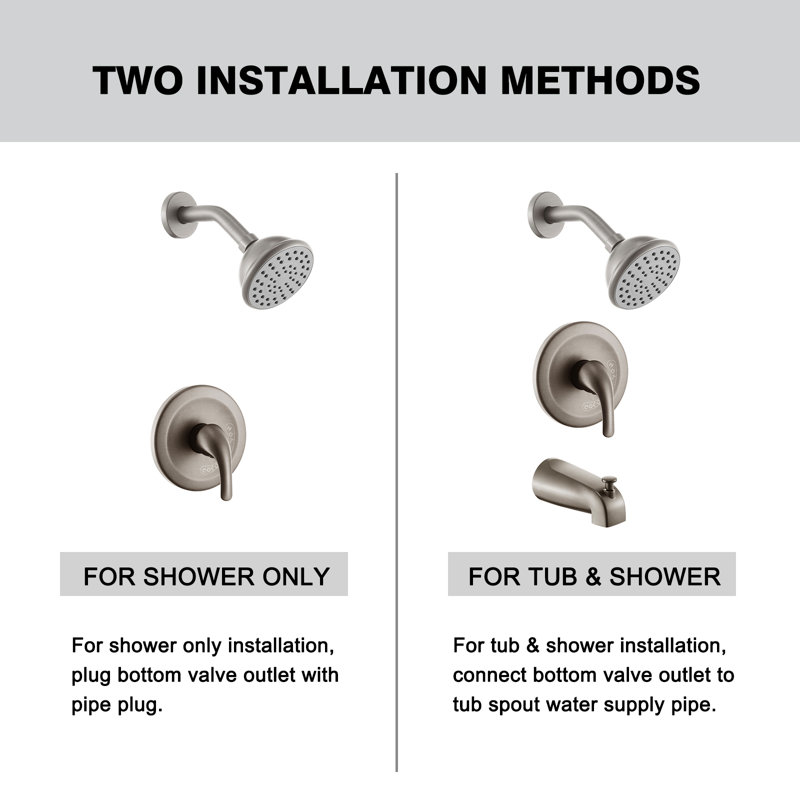 Brushed Nickel Shower Faucet with Tub Spout and Pressure Balance Valve